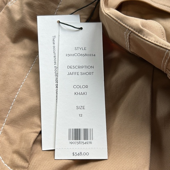 Veronica Beard Jaffe Short Khaki pleated cotton-blend twill shorts Sz 12 NEW - Picture 9 of 13